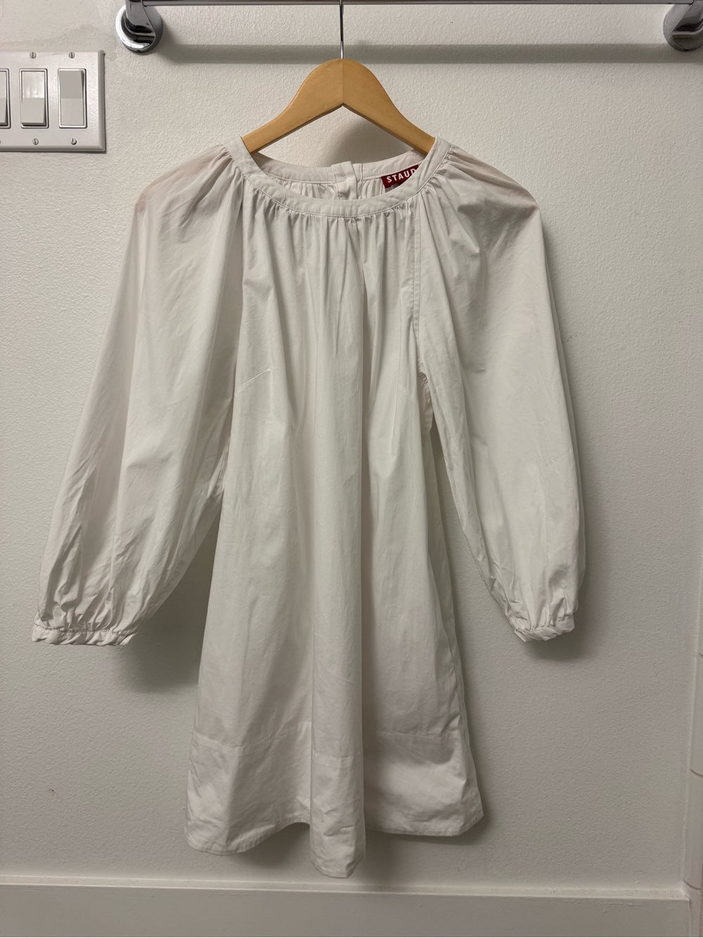 Staud White Garden Dress Long-Sleeve